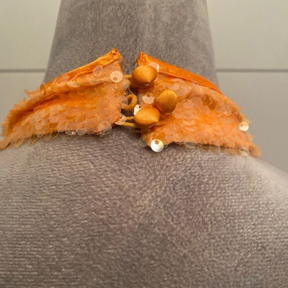 Caroline Constas Orange Halter Fully Lined Midi Sequin Dress Size Medium NWT - Picture 8 of 11